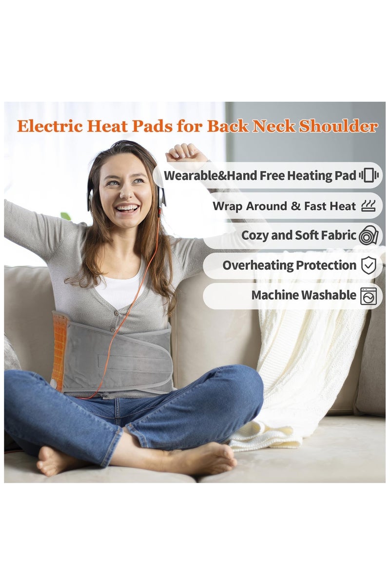 PANDA JOJO Heating Pad for Back Pain Relief Period Cramps, Electric Wearable Heating Pad for Neck Shoulder, Menstrual Waist Heat Pad Wrap Belt with 9 Heat Level, 4 Timer Setting - Image 4
