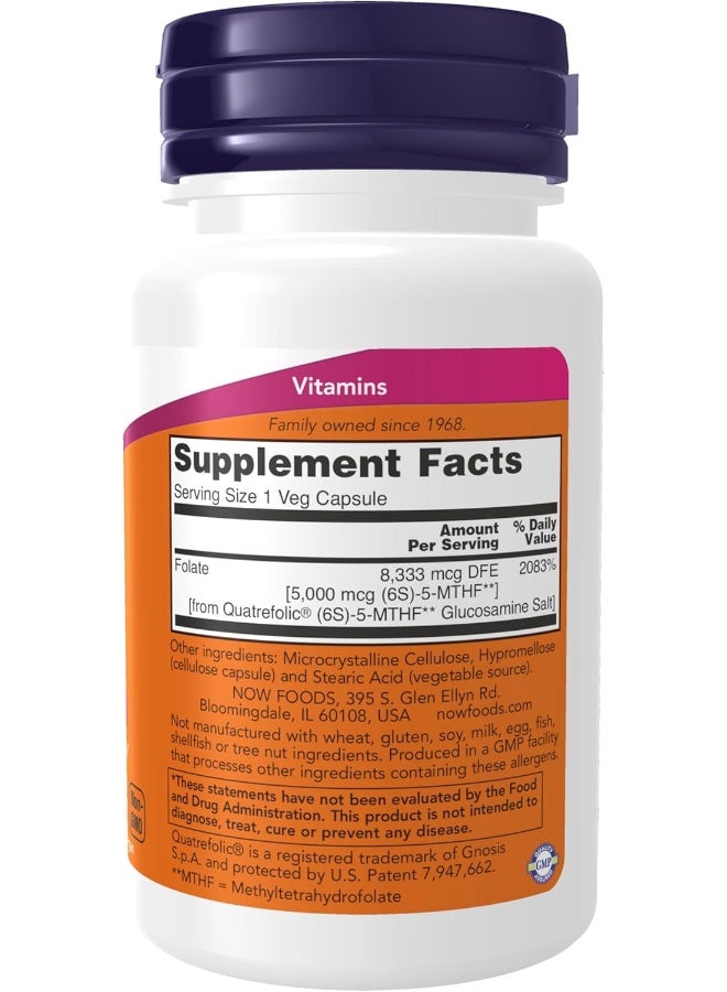 Now Foods Methyl Folate 5000 mcg, 50 Veg Capsules - Image 2