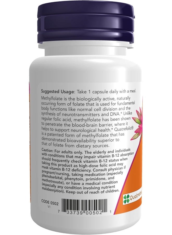 Now Foods Methyl Folate 5000 mcg, 50 Veg Capsules - Image 4