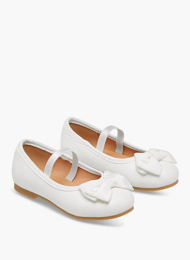 JUNIORS Bow Embellished Ballerina Shoes with Elasticated Strap