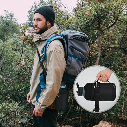 RAYMYLO Water Bottle Holder Carrier Bag Crossbody with Adjustable Shoulder Strap, 64 128 oz Sports Water Bottle Sleeve Accessories for Biking Hiking Travelling Camping, Black - Image 5