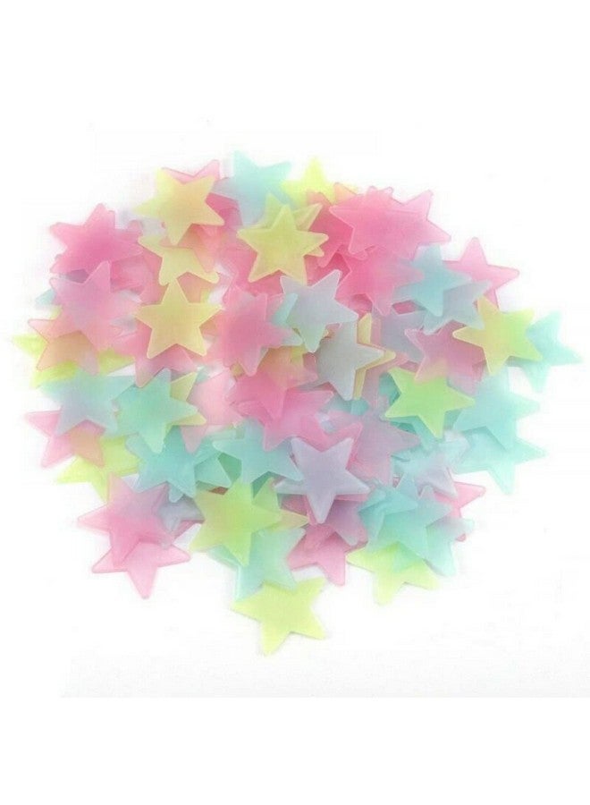 SKYPRO 300 PCS 3cm Multicolor Glow in The Dark Luminous Stars Noctilucent Plastic Wall Stickers Decals for Home Ceiling Wall Baby Kids Bedroom Room Decorations - Image 1