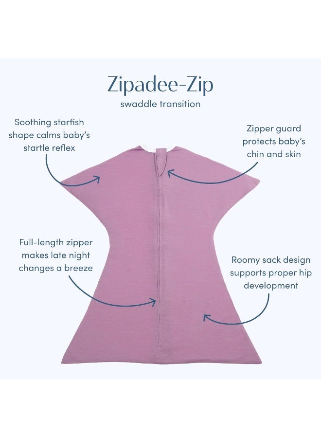 SleepingBaby Zipadee-Zip Transition Swaddle - Cozy Baby Swaddle Blanket with Zipper Convenience - Roomy Wearable Blanket for Easy Diaper Changes - Classic Lavender, Medium (6-12 Month) - Image 2