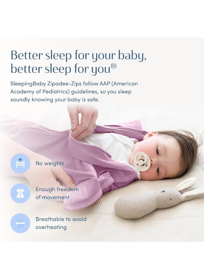 SleepingBaby Zipadee-Zip Transition Swaddle - Cozy Baby Swaddle Blanket with Zipper Convenience - Roomy Wearable Blanket for Easy Diaper Changes - Classic Lavender, Medium (6-12 Month) - Image 5