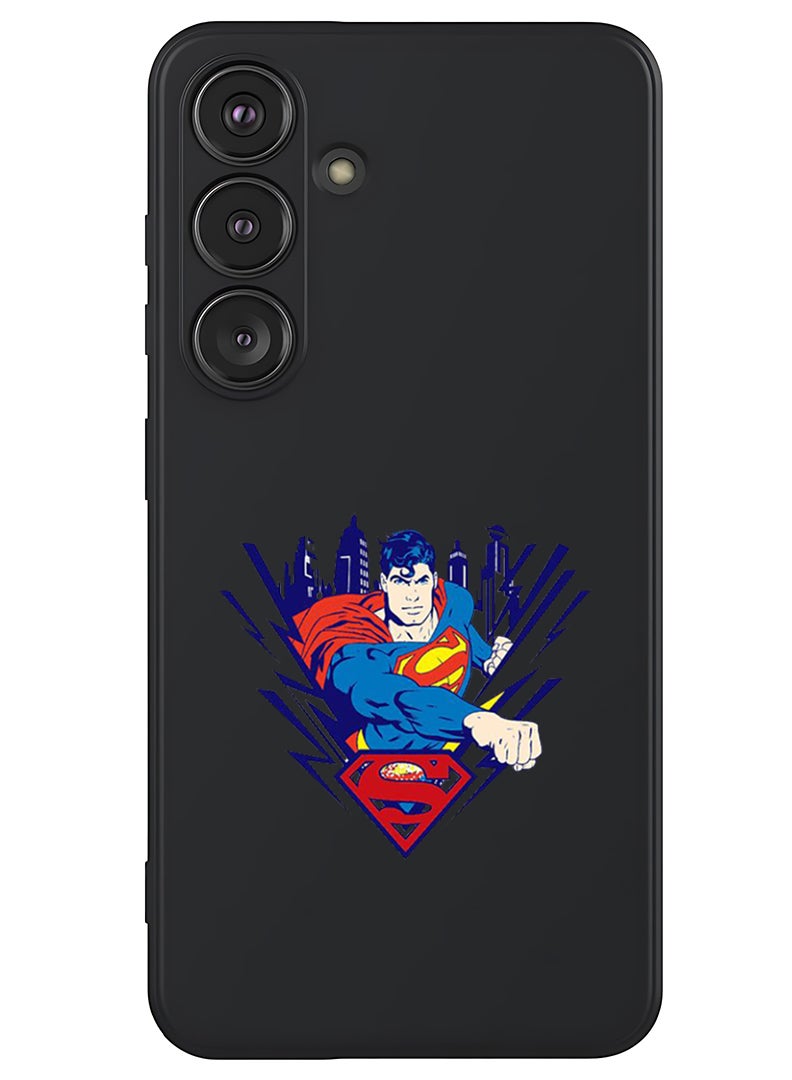 Theodor Protective Slim Fit Case Liquid Silicone Cover with Full Body Protection Anti-Scratch Shockproof Case For Samsung Galaxy S25 Plus (Black) - Superman - Image 1