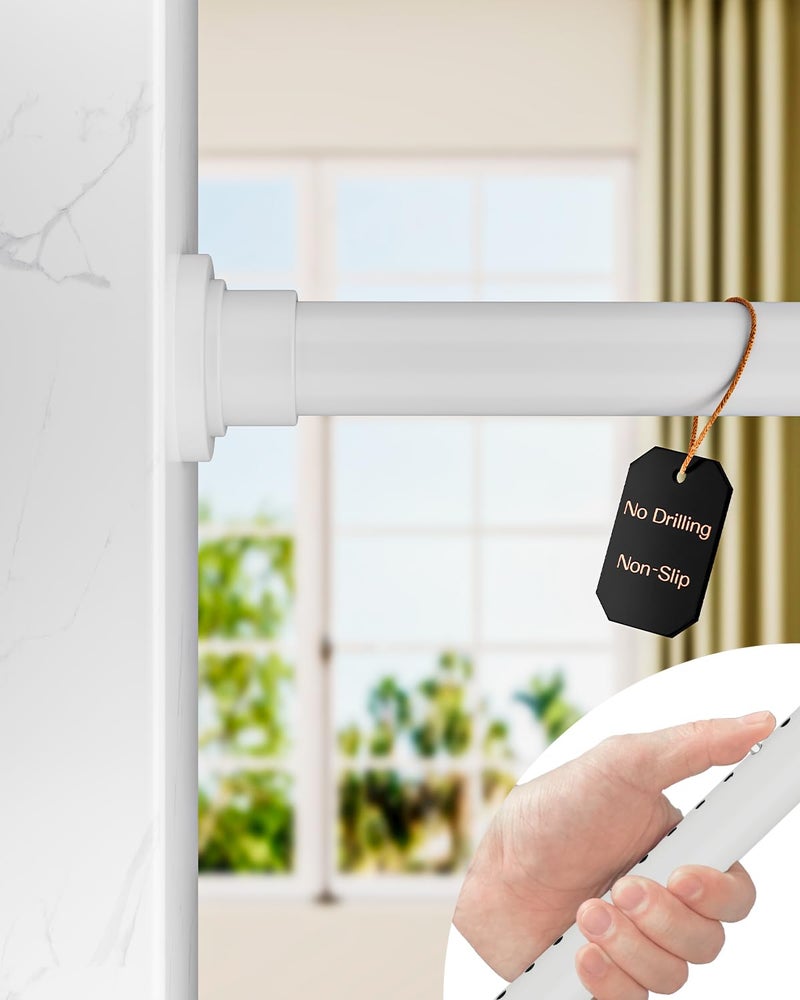 ALLZONE Tension Curtain Rod for Window, 83-123 Inches, Heavy Duty Curtain Rods No Drilling, Non-Slip Bathroom Shower Tension Rod, Renter Friendly, Adjustable, Spring Loaded, Extra Long, White - Image 1