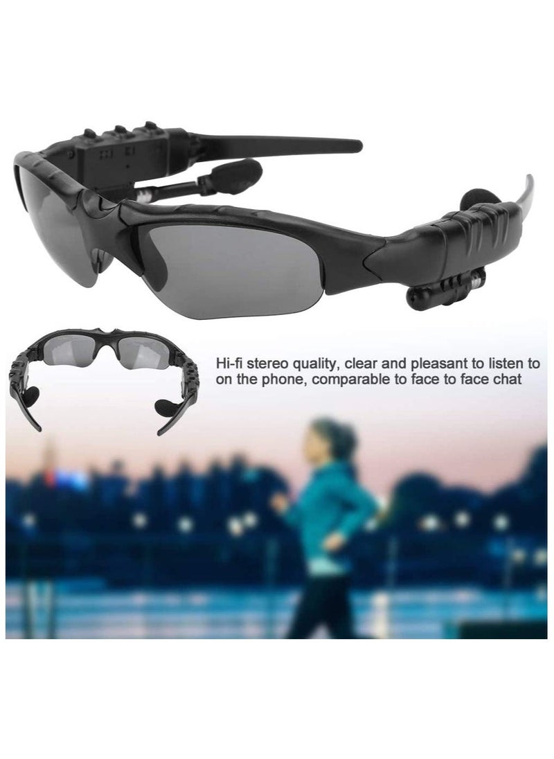 Generic Bluetooth Sunglasses Wireless Music Sunglasses Men Women Sports Sunglasses Smart Glasses Handfree Call Headphone Stereo Sound with Mic for Smart Phone Outdoor Travel Driving Cycling (Gray Black)  - Image 3