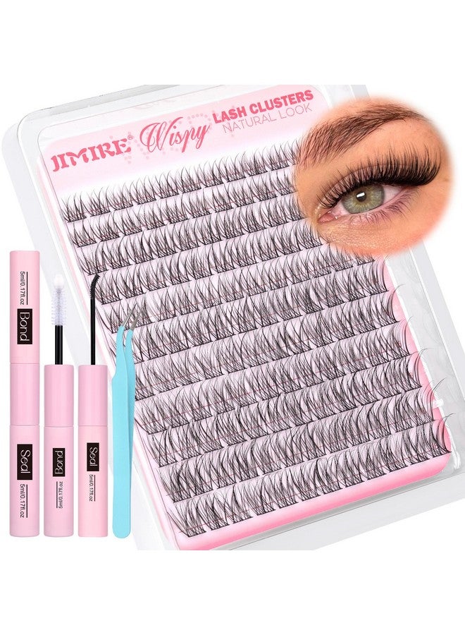 JIMIRE Wispy Lash Clusters Kit Natural Lash Extension Kit 132 Pcs Diy Cluster Eyelash Extensions Kit With Lash Bond And Seal 10-16Mm Cc Curl Individual Lashes Clusters - Image 1