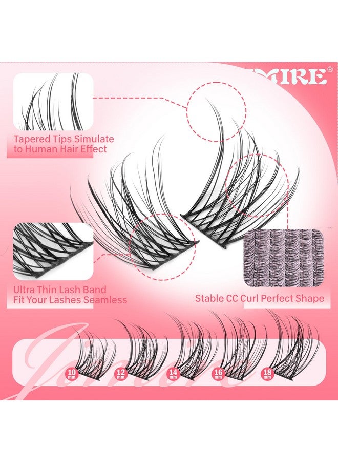 JIMIRE Wispy Lash Clusters Kit Natural Lash Extension Kit 132 Pcs Diy Cluster Eyelash Extensions Kit With Lash Bond And Seal 10-16Mm Cc Curl Individual Lashes Clusters - Image 2