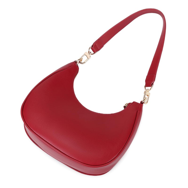 WSRYDJDL Crescent Shoulder Bags for Women Cute Hobo Tote Handbag Under the Arm Purses Mini Clutch Purse with Zipper Closure (G-Red) - Image 4