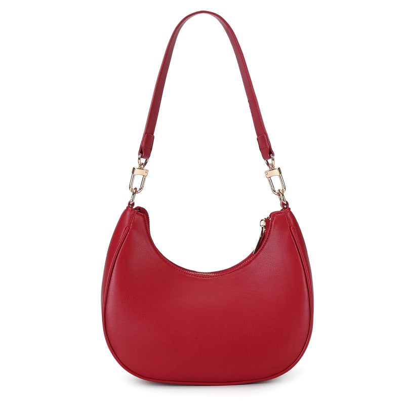 WSRYDJDL Crescent Shoulder Bags for Women Cute Hobo Tote Handbag Under the Arm Purses Mini Clutch Purse with Zipper Closure (G-Red) - Image 1