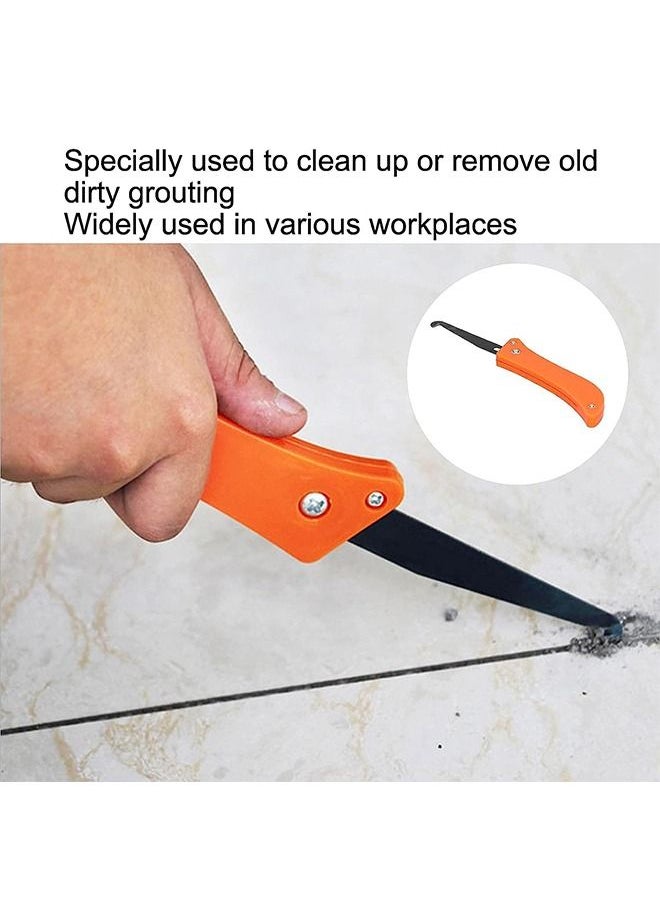 MVAQKLM  - Grout Scraping Rake Tool Tile Grout Saw Grout Removal Tool Tile Grout Hand Saw Angled Grout Clean Remover with 6 Pcs Blades Replacement for Tile Cleaning Removing Paint - Image 1