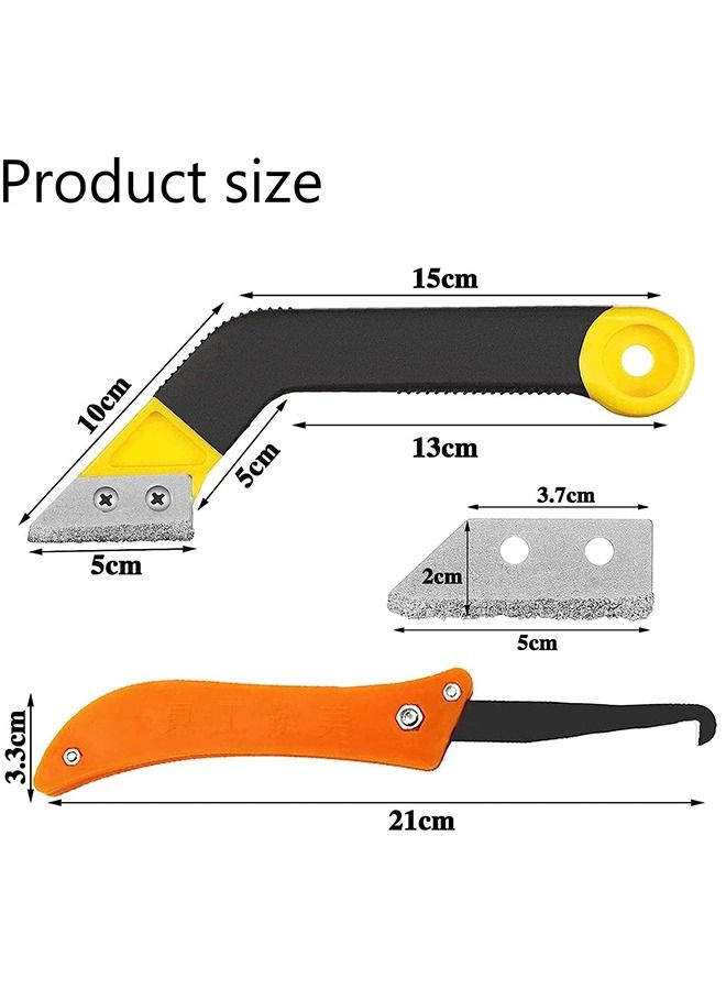 MVAQKLM  - Grout Scraping Rake Tool Tile Grout Saw Grout Removal Tool Tile Grout Hand Saw Angled Grout Clean Remover with 6 Pcs Blades Replacement for Tile Cleaning Removing Paint - Image 1