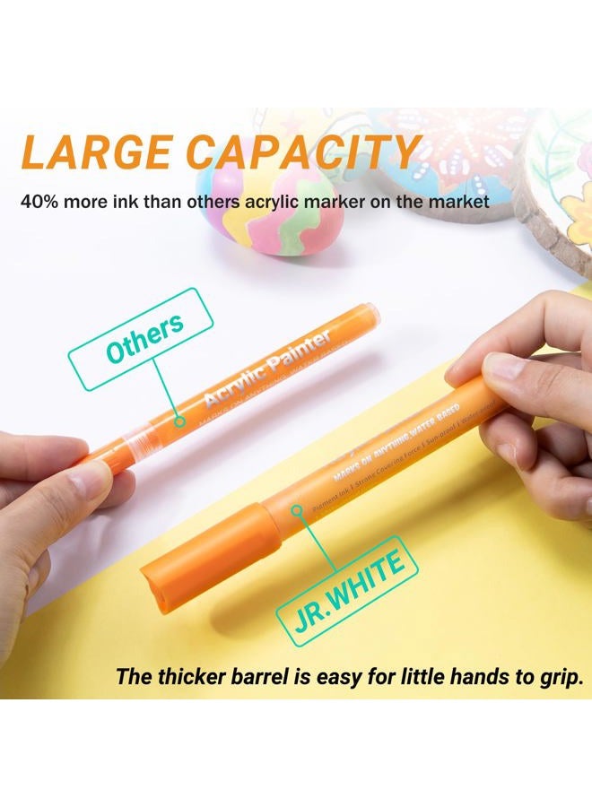 JR.WHITE Acrylic Paint Pens for Rocks Painting, Ceramic, Glass, Wood, Fabric, Canvas, Mugs, DIY Craft Making Supplies, Scrapbooking Craft, Card Making. Acrylic Paint Marker Pens Set of 12 Colors - Image 5