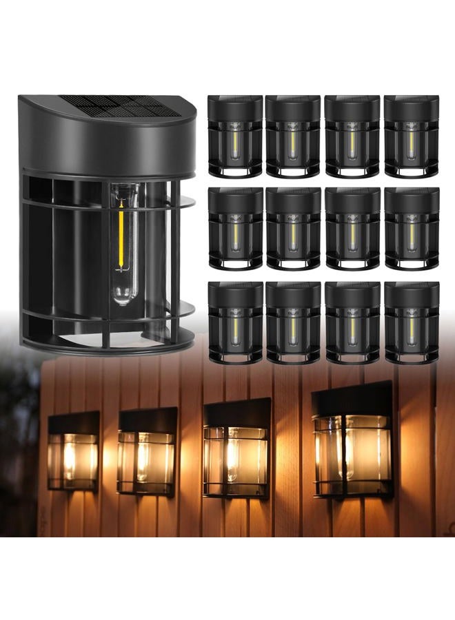 DOESLAG 12 Pack Solar Fence Lights, LED Solar Lights Outdoor Waterproof, Solar Powered Outdoor Lights for Fence Post Garden Yard - Image 1