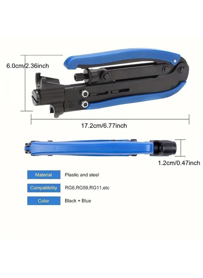 Aokin Coaxial Compression Tool And Cable Stripper Kit With Adjustable RG6 RG59 RG11 Coax Cable Crimper Set B - Image 3