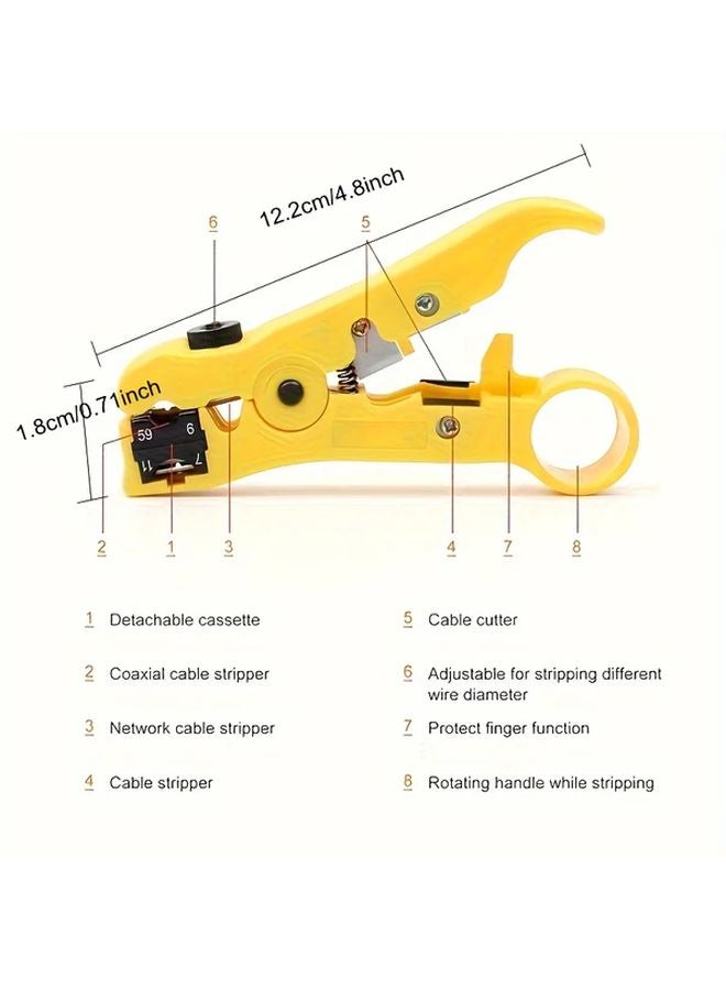 Aokin Coaxial Compression Tool And Cable Stripper Kit With Adjustable RG6 RG59 RG11 Coax Cable Crimper Set B - Image 4