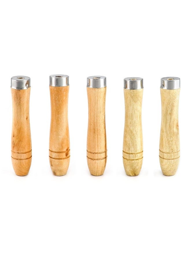 QWORK Wooden File Handle with Strong Metal Collars, 5 Pack Ergonomic Handles Easy Installation for 4'' - 7'' Metal File, Screwdriver, Hand Drill - Image 2