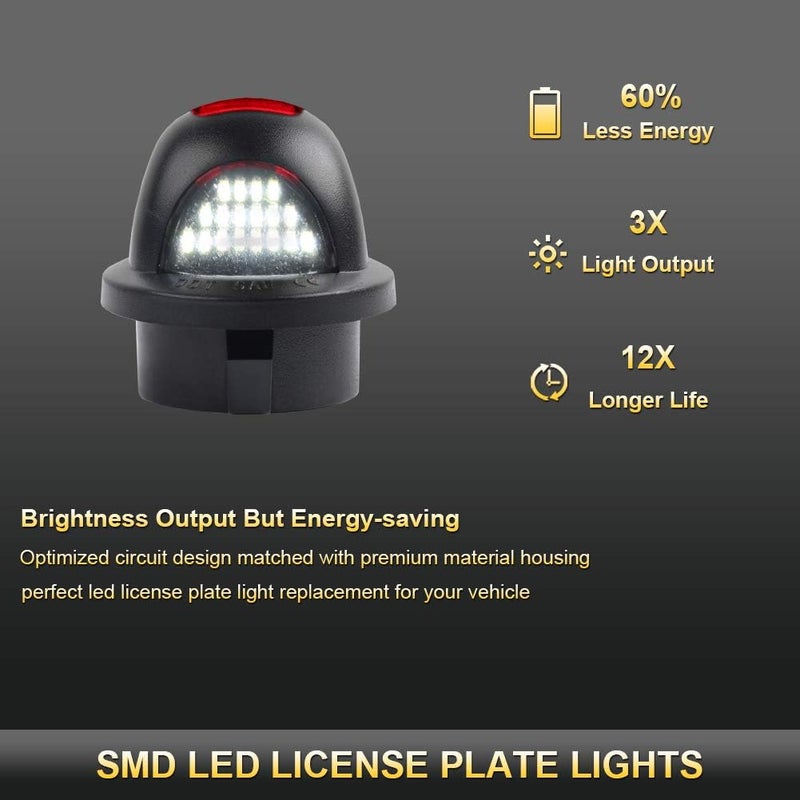 Gempro License Plate Light Assembly LED Tag Lamp Replacement for Ford F150 F250 F350 F450 F550 Super Duty Bronco Excursion Ranger Expedition Explorer Lincoln Pickup Rear Plate Lights, 2PCS - Image 2