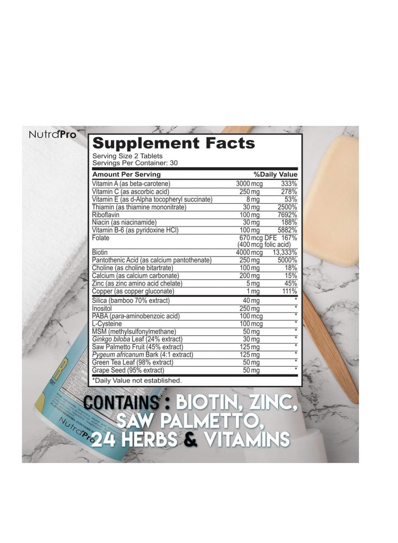 NutraPro Women's Hair including Biotin and Saw Palmetto 60 Tablets - Image 2