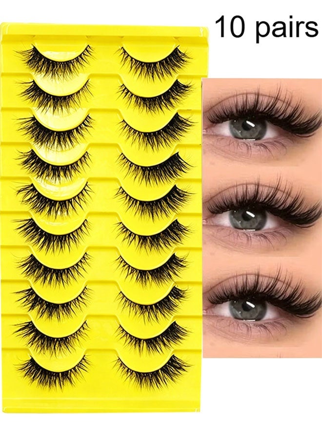 Happy D (Ramadan)Reusable Long Lasting Natural False Eyelashes Ladies Party False Eyelashes 3D Curl (10 Pairs) - Image 1