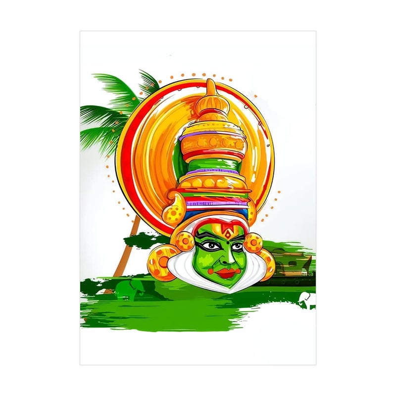 Kathakali Wall Poster Sticker - kathakali Art Wall Poster - Kerala kathakalil Wall Sticker - India Traditional Dance Wall Poster - 21 x 29CM - Glossy - 300GSM starxdecals  - Image 1