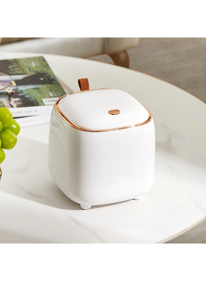 Luxury Press Desktop Trash Can | Premium ABS+Microfiber Construction | Silent Slow-Close Lid | Double-Layer Hidden Bin Design | High-Gloss Fingerprint-Resistant Finish | Perfect For Office/Study/Bedroom | Modern Home Organization Essential - Image 2