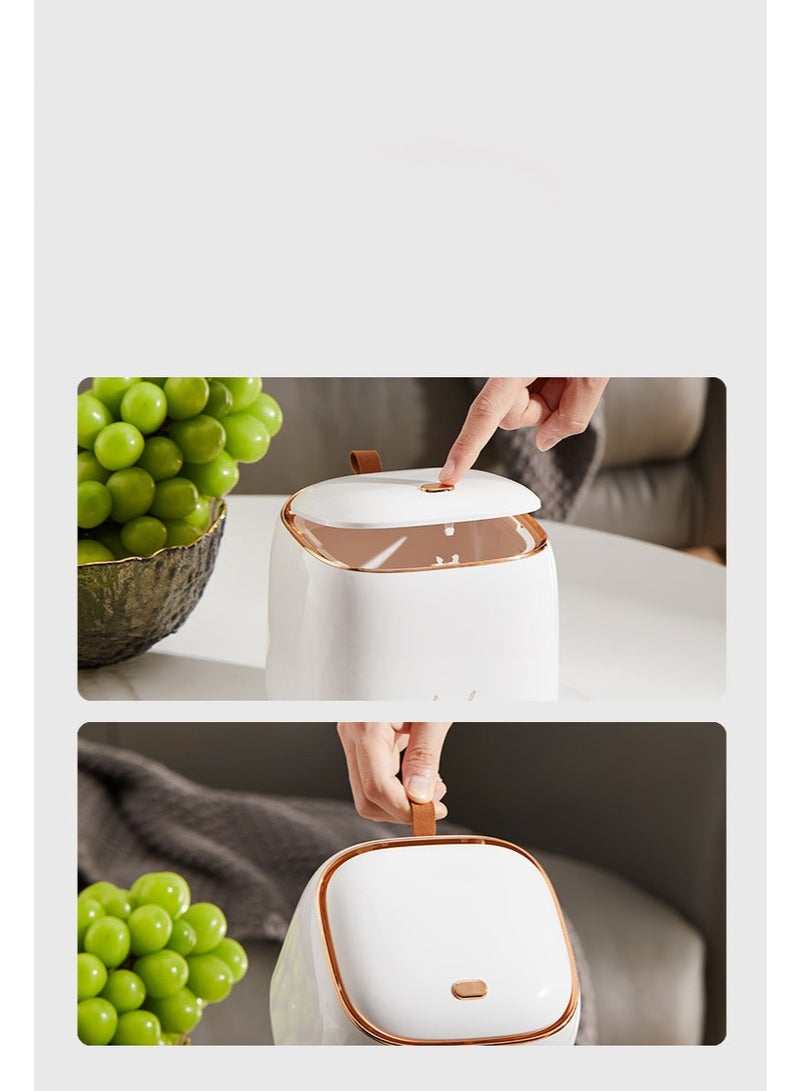 Luxury Press Desktop Trash Can | Premium ABS+Microfiber Construction | Silent Slow-Close Lid | Double-Layer Hidden Bin Design | High-Gloss Fingerprint-Resistant Finish | Perfect For Office/Study/Bedroom | Modern Home Organization Essential - Image 4