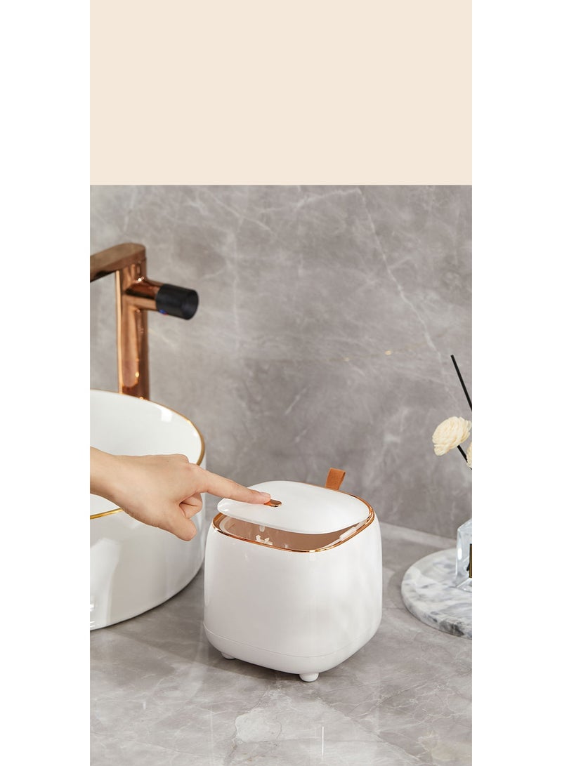 Luxury Press Desktop Trash Can | Premium ABS+Microfiber Construction | Silent Slow-Close Lid | Double-Layer Hidden Bin Design | High-Gloss Fingerprint-Resistant Finish | Perfect For Office/Study/Bedroom | Modern Home Organization Essential - Image 3