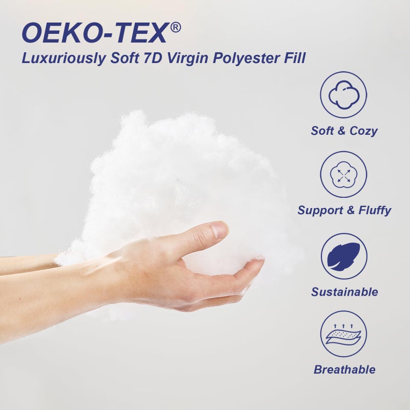 Wuuyuef 18x18 Pillow Inserts Set of 2 â€“ Soft Hypoallergenic Square Pillow Inserts, Oeko-TEX Certified Virgin Fiber Filling, Machine Washable - Image 3