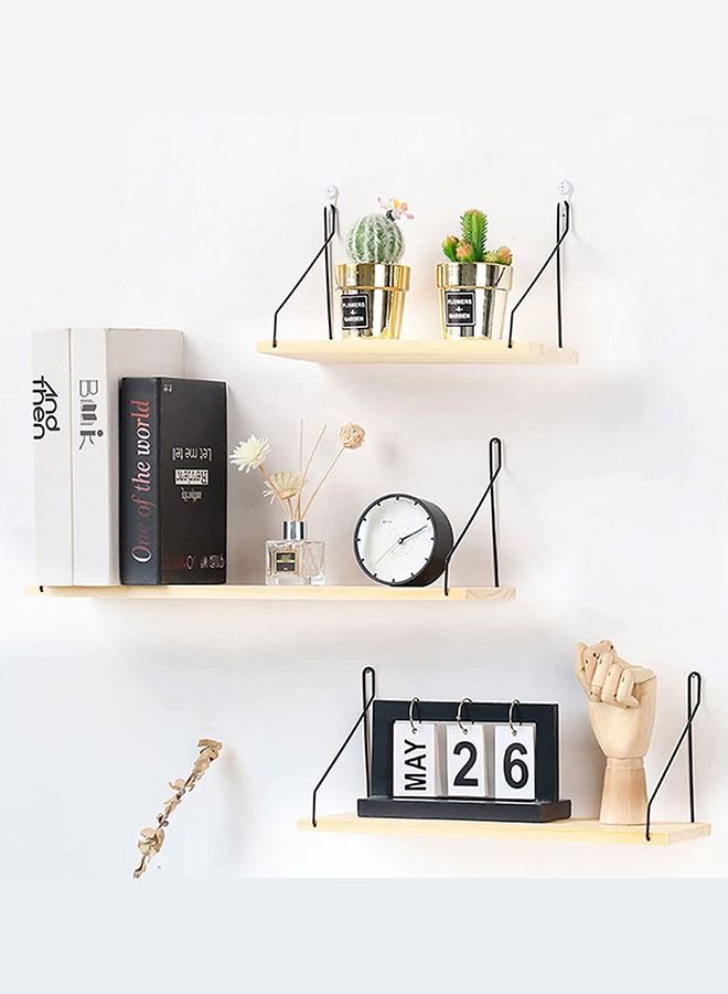 CATANES Floating Shelves Wall Mount, Solid Wood Wall Storage Shelves with Iron Frame  - Image 3