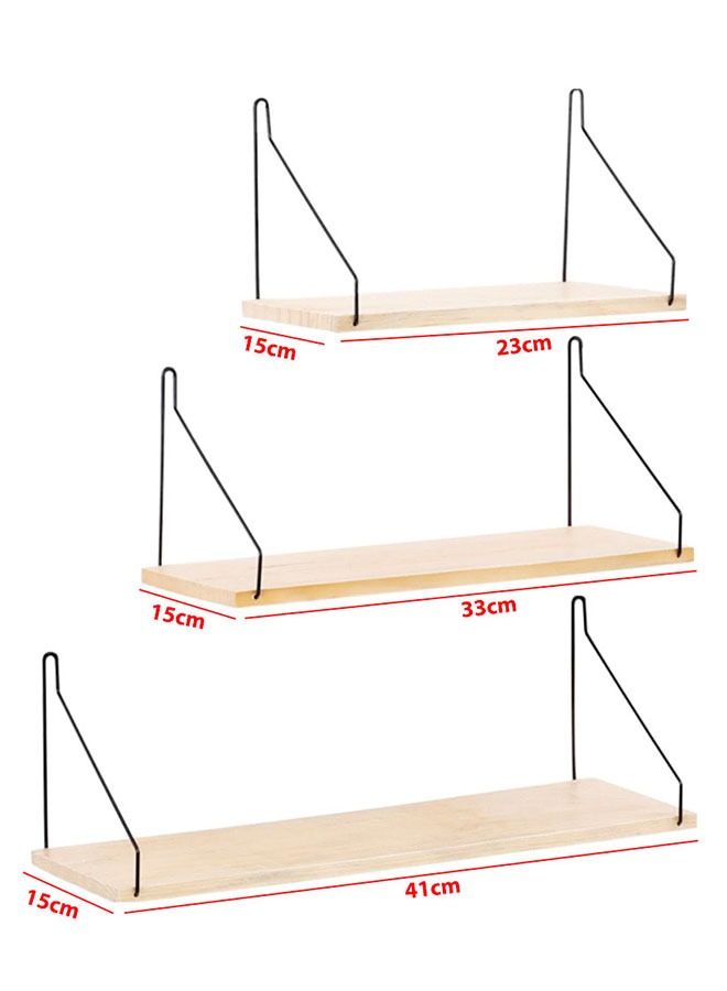 CATANES Floating Shelves Wall Mount, Solid Wood Wall Storage Shelves with Iron Frame  - Image 2