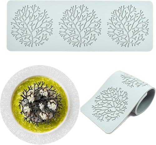 Jopgeey Tuile Molds Silicone 2 PCS Lace Fondant Molds Set with Hollow 3D Beehive Candy Molds for Baking Resin Polymer Clay Sugar Craft Dessert Cupcake Cake Decorating Tree Branch - Image 1