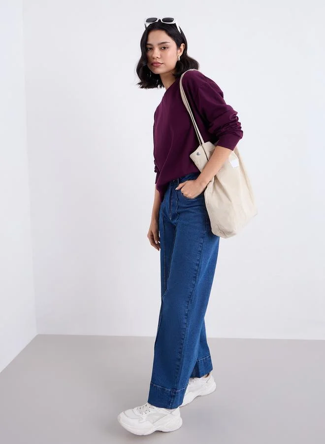 ستايلي سويت شيرت سادة بقصة عادية