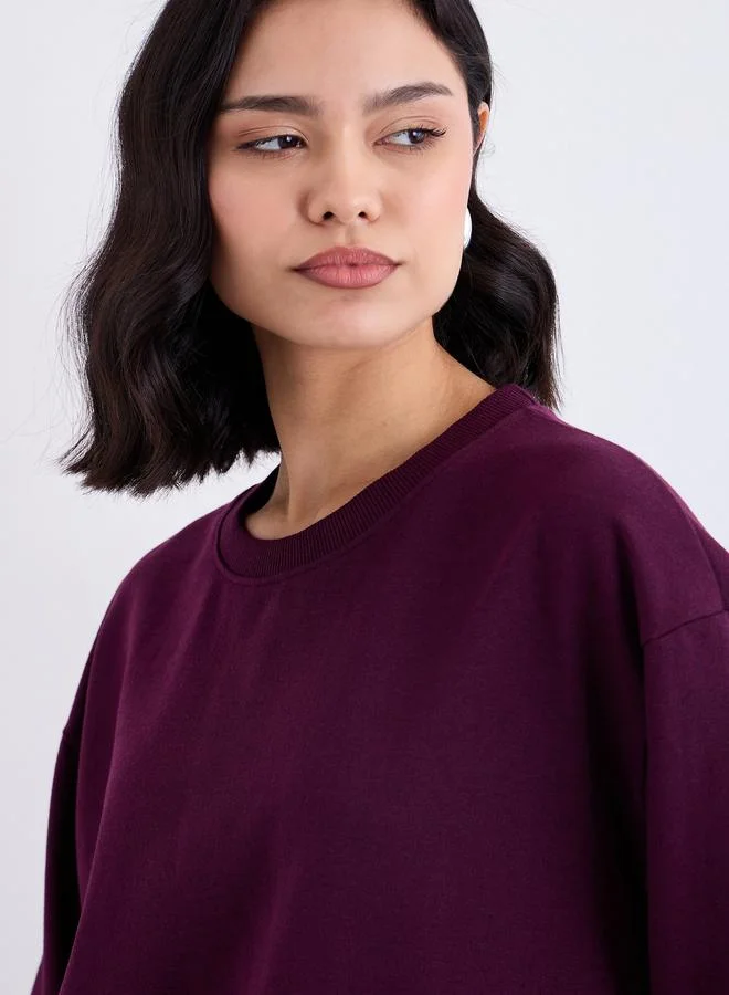 Styli  Styli Regular Fit Solid Sweatshirt for Women | Best Price UAE