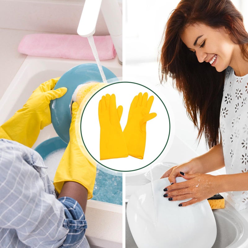Long Latex Dishwashing Gloves Waterproof Kitchen Cleaning Gloves For Women Small Size - Image 4