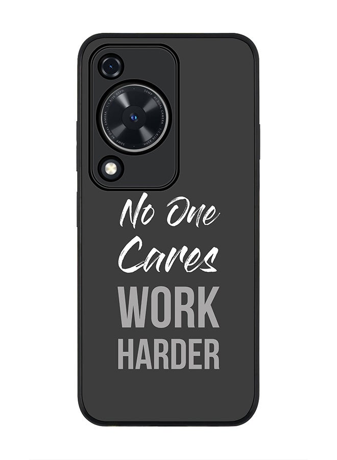 Stylizedd Rugged Black edge case for Huawei nova Y72 / Huawei Enjoy 70 4G, Slim fit Soft Case Flexible Rubber Edges Anti Drop TPU Gel Thin Cover -   Work Harder - Image 1