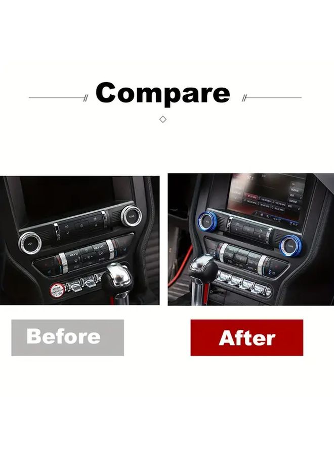 Blue Aluminum Knob Cover Set For Ford Mustang 2015 2022 Headlight Volume Control Decor - Image 5