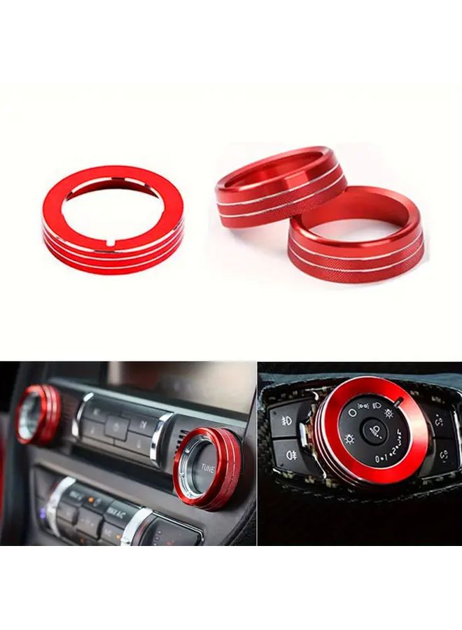 Blue Aluminum Knob Cover Set For Ford Mustang 2015 2022 Headlight Volume Control Decor - Image 1
