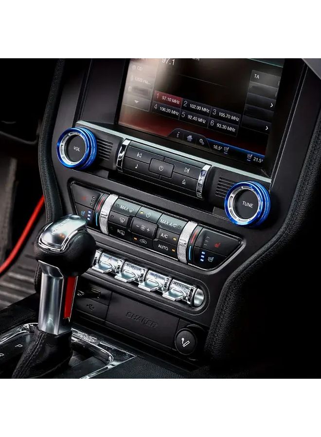 Blue Aluminum Knob Cover Set For Ford Mustang 2015 2022 Headlight Volume Control Decor - Image 4