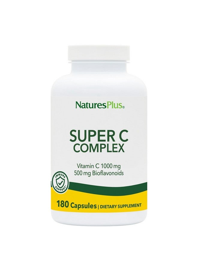 Natures Plus Super C Complex - 180 Capsules, Pack of 2 - with 1000 mg Vitamin C & 500 mg Bioflavonoids - Vegan, Gluten Free - 180 Total Servings - Image 1