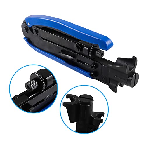 AITIAO Coaxial Compression Tool Coax Cable Crimper Kit Adjustable RG6 RG59 RG11 75-5 75-7 Coaxial Cable Stripper with 20pcs RG6 F Compression Connectors - Image 4