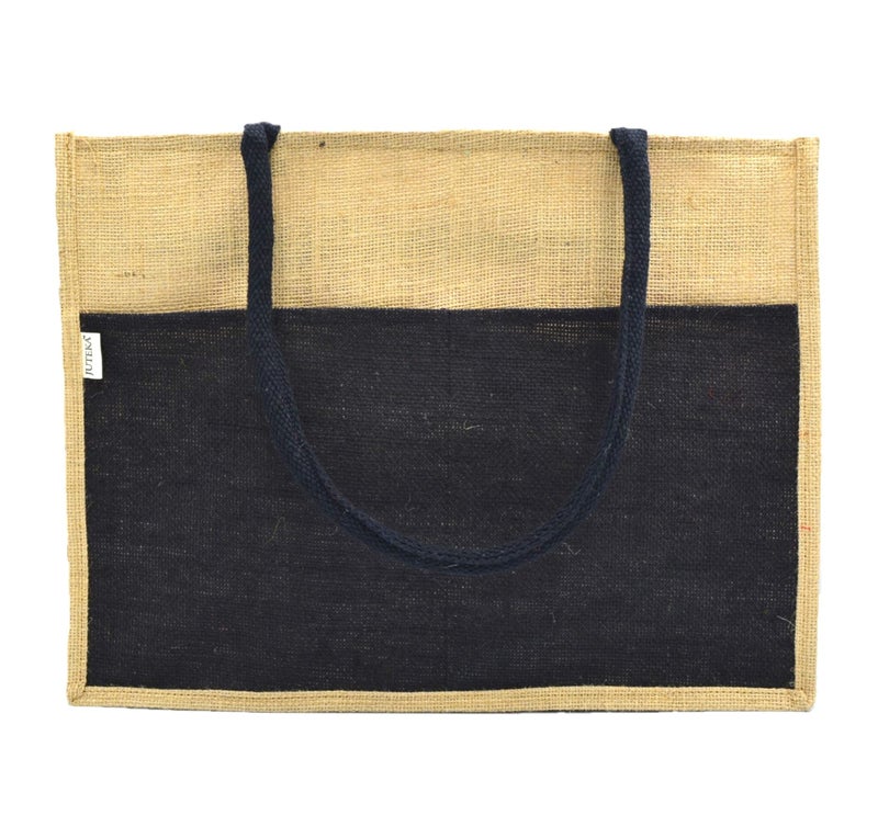 JUTEKA Multicolor spacious Jute Bag with Zipper Closure, Full Size Front Pocket and Large Handles… - Image 2