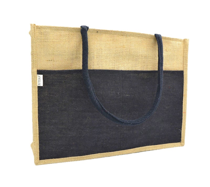 JUTEKA Multicolor spacious Jute Bag with Zipper Closure, Full Size Front Pocket and Large Handles… - Image 4