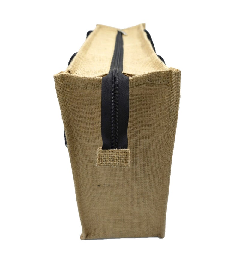 JUTEKA Multicolor spacious Jute Bag with Zipper Closure, Full Size Front Pocket and Large Handles… - Image 3