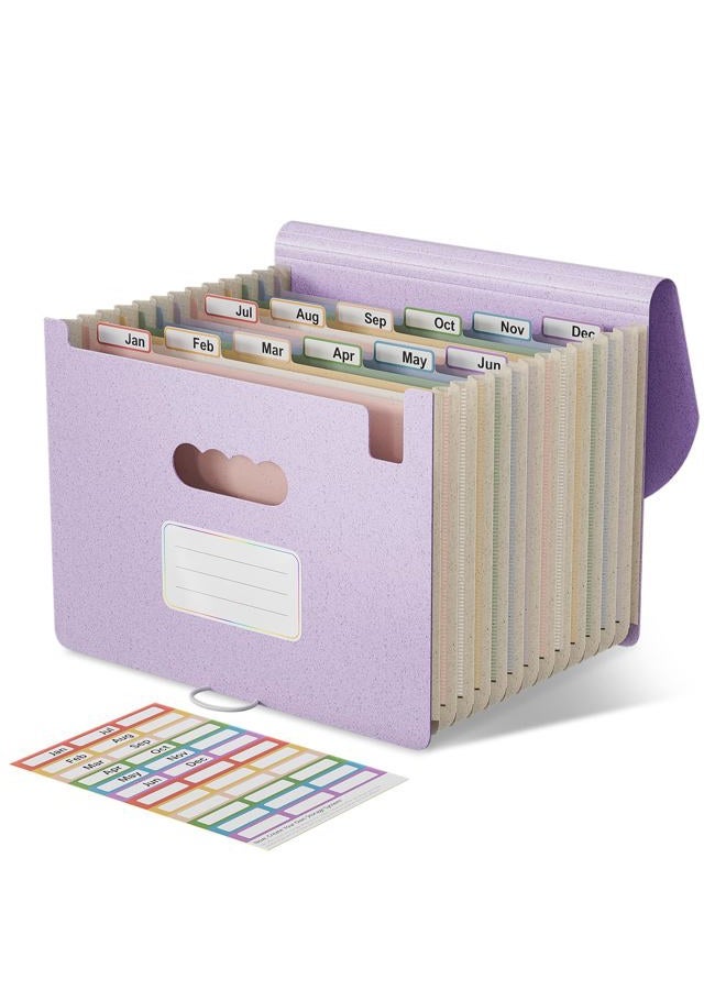 EcoStash Accordion File Organizer, 12 Pockets Wheat Straw Expanding File Folders, Monthly Bill Receipt Organizer, 100% BPA Free, Return to Nature, Healthy Living, Letter/A4 Size -Lavender Purple - Image 1