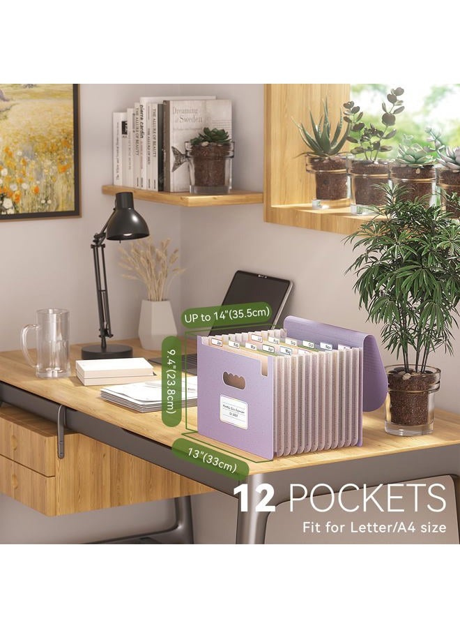 EcoStash Accordion File Organizer, 12 Pockets Wheat Straw Expanding File Folders, Monthly Bill Receipt Organizer, 100% BPA Free, Return to Nature, Healthy Living, Letter/A4 Size -Lavender Purple - Image 2