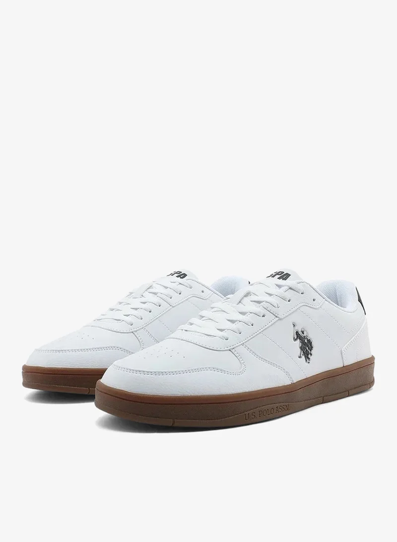 U.S. Polo Assn. white USPA Men's White Casual Sneakers with Gum Rubber Sole – Premium Lace-Up Lifestyle Shoes | Comfortable Everyday Walking Shoes | Lightweight Fashion Sneakers for Men | Best Price UAE
