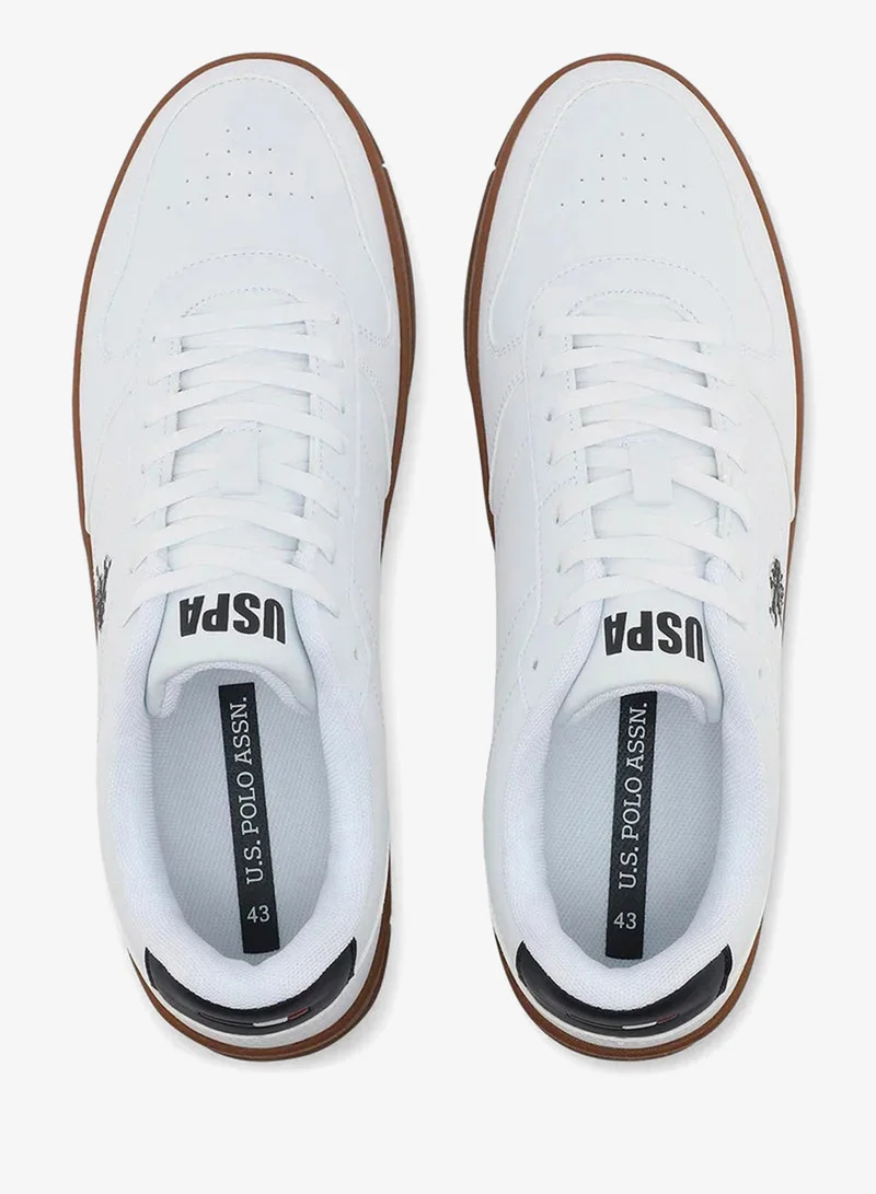 U.S. Polo Assn. white USPA Men's White Casual Sneakers with Gum Rubber Sole – Premium Lace-Up Lifestyle Shoes | Comfortable Everyday Walking Shoes | Lightweight Fashion Sneakers for Men | Best Price UAE