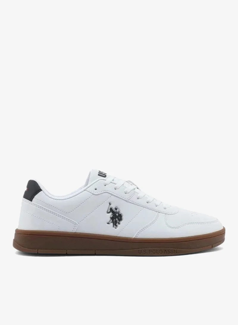 USPA Men's White Casual Sneakers with Gum Rubber Sole – Premium Lace-Up Lifestyle Shoes | Comfortable Everyday Walking Shoes | Lightweight Fashion Sneakers